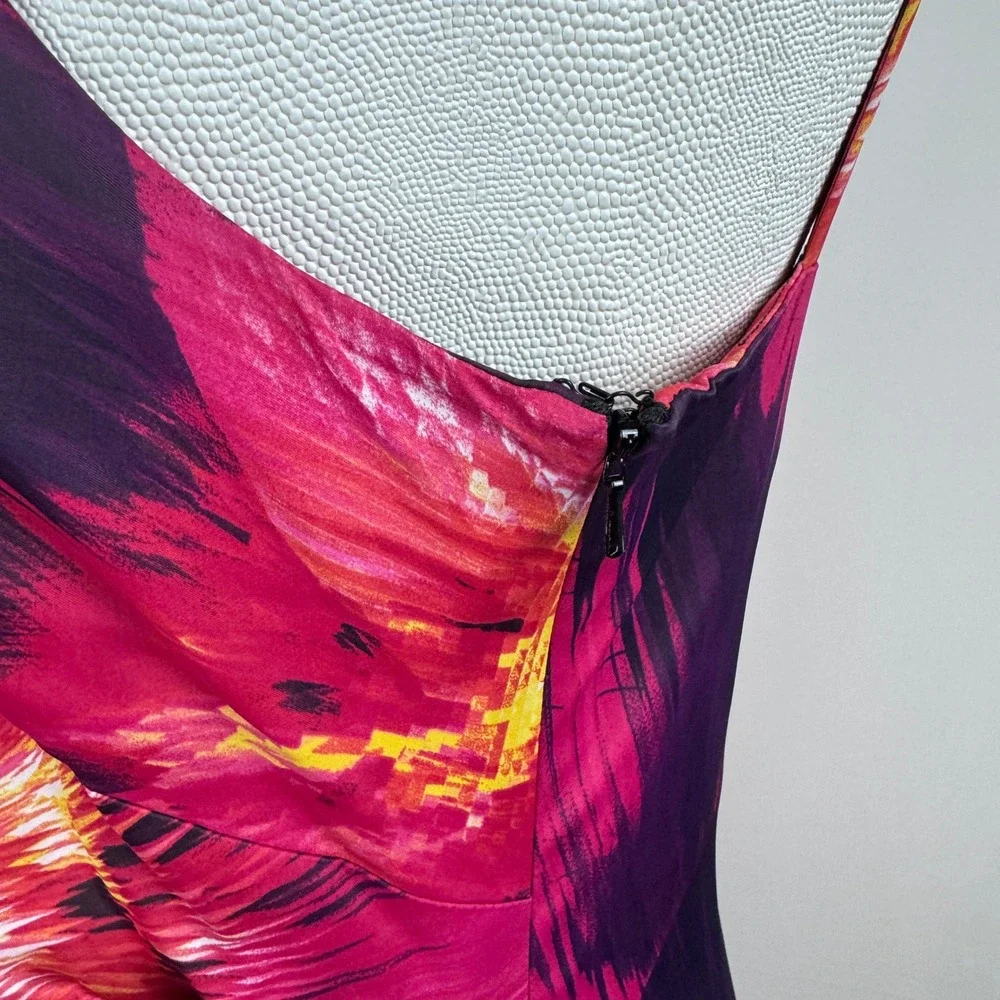 Karen Millen Women's Abstract Print Crisscross‎ Halter Neck Sheath Dress Size 10